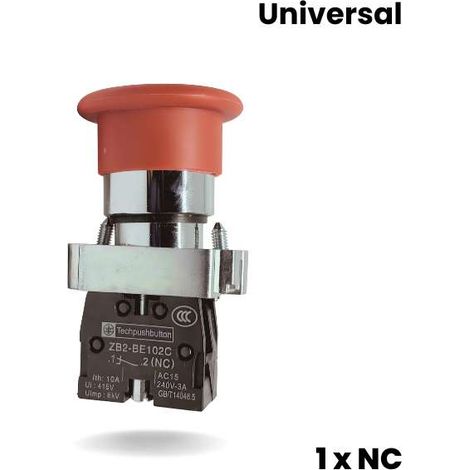 Botón de metal rojo con forma de hongo (1NC) (1/5)