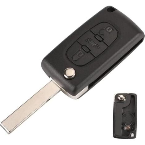 Coque Clé Pliante 3 Boutons Compatible Peugeot 307/308/408 et Citroën C4/C5, Remplacement avec Emplacement et Support YMYNY (1/4)