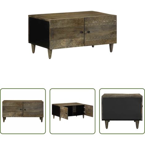 Meuble en bois - Table basse gris clair 80x50x40 cm bois de manguier massif (1/5)