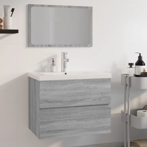 Badmöbel-Set Grau Sonoma Holzwerkstoff