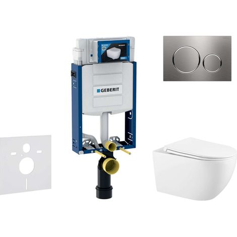 Geberit Kombifix - Set Vorwandelement, WC Gaia mit Softclose-Sitz und Sigma20-Betätigungsplatte, Edelstahl SANI15CA6102 (1/5)