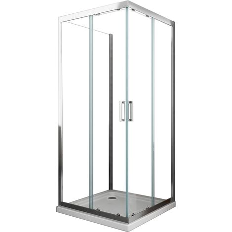 U-förmige Duschkabine, 3 Seiten mit 1 seitlicher festen Glasscheibe (reversibel) + 2 Schiebeseiten, 6 mm Glas, H 190 cm, 100x140x100