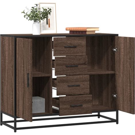 Sideboard Braun Eichen-Optik 92x35x76 cm Holzwerkstoff