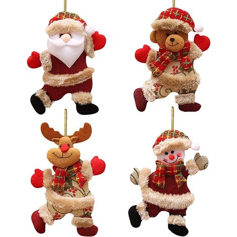 MINKUROW 4 Stück Weihnachtsschmuck DIY Weihnachtsgeschenk Weihnachtsmann Schneemann Baum Anhänger Puppe hängen Dekorationen für Zuhause Schlafzimmer Auto Weihnachtsbaum, Weihnachtsbaum Aufhänger (1/5)