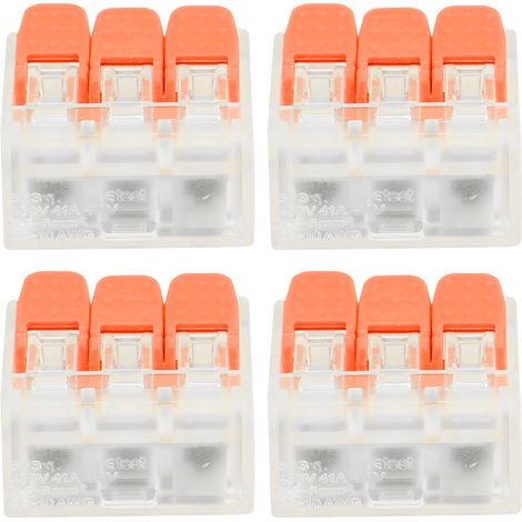 Connecteur Rapide Sans Vis PCT-663 Orange, Lot de 20 Bornes de Connexion Éclairage Bâtiment, Domino Électrique Industriel (1/5)