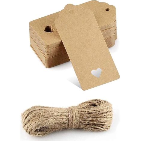 Étiquettes - 50 Pièces - Étiquette Multifonctionnelle - Étiquettes en papier Kraft - Étiquettes DIY Bricolage - Inscriptibles - Convient pour les bagages, fournitures de bricolage, étiquettes de prix, (1/5)