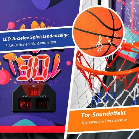 Machine d'arcade de basket violette pliable à 2 paniers avec 8 modes et score électronique pour maison et jardin (1/5)