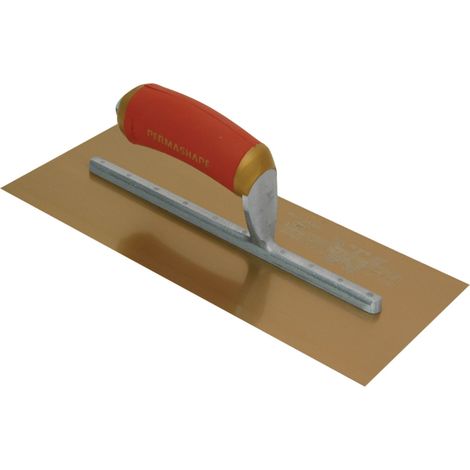 Marshalltown MPB7GSD Pre-Worn PermaShape® Finishing Gold Stainless Steel Trowel with DuraSoft® Handle, 12 x 5 inches