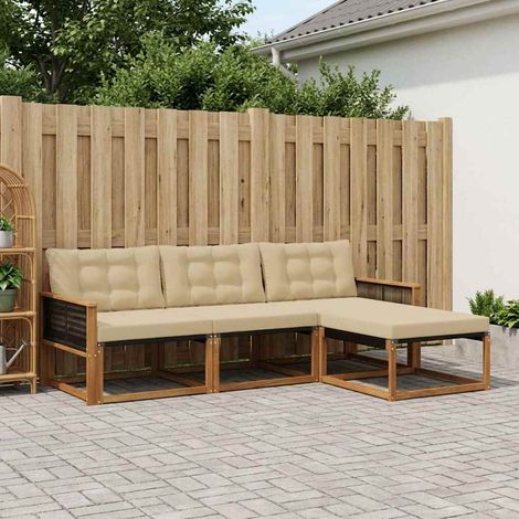 vidaXL Outdoor-Sofagarnitur 4 Stk. Natur und Beige (1/5)