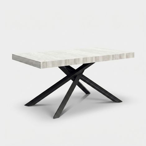 Tavolo allungabile da pranzo base nera 10 posti 140/220x90 Singapore - Frassino