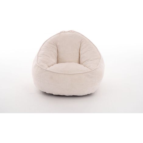 Sillón puff infantil beige de pana suave con respaldo y reposabrazos (1/2)