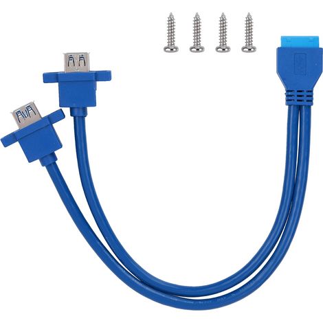 Câble de panneau avant USB 3.0 19 broches vers 2 ports AF avec trous de vis (0,3 m) pour montage sur carte mère (1/5)