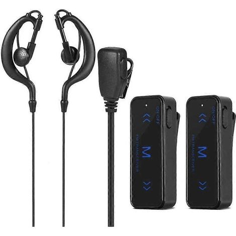 Lot de 2 mini talkies-walkies 400-470 MHz, radio bidirectionnelle 3 W, émetteur/récepteur, écouteurs intra-auriculaires, casque antibruit, alimentation USB-AquaForge (1/2)