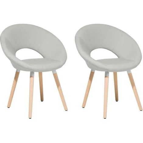 Set di 2 Sedie da Pranzo Rivestimento Tessuto Grigio Chiaro Gambe in Legno Roslyn (1/3)