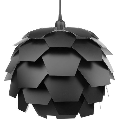 Lámpara de techo moderna con diseño floral pantalla geométrica negra grande Segre