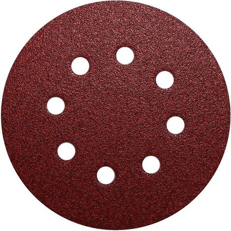 5 pouces 8 trous sable rouge dos velours papier de verre 80 mesh 50PCS (1/5)