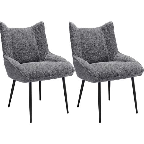 Sillones modernos de 2 piezas, tapizados en gris, con patas de metal, soportan hasta 150 kg, ideales para sala de estar, dormitorio, estudio u oficina. (1/5)