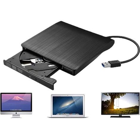 Lecteur DVD et CD externe USB 3.0 pour ordinateur portable, graveur DVD externe Plug & Play, compatible Windows, Linux et Mac, lecteur DVD/CD pour MacBook (1/5)