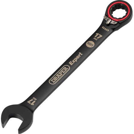 Draper Expert HI-TORQ® 17mm Metric Reversible Ratchet Combination Spanner in Black
