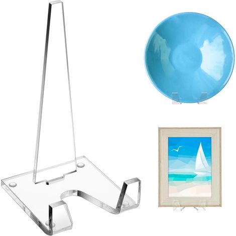 Set aus 2 transparenten Acryl-Tellerhaltern, Präsentationsständer für Bücher, Plaketten und dekorative Fotos, Tischdekoration für Zuhause oder Büro. (1/5)