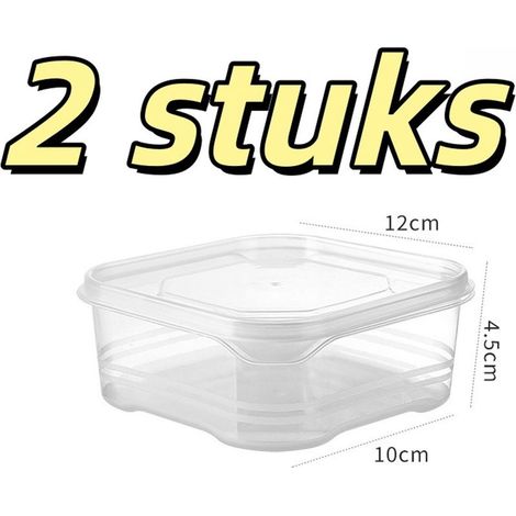 Set of 2 airtight freezer containers, 350 ml, with lids, 12 x 10 x 4.5 cm, transparent (1/5)