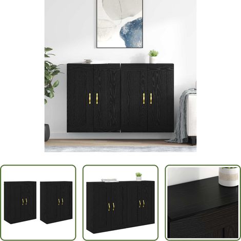 Holzwerkstoff -  Wandmontierter Schrank 2 pcs Schwarz Eichen-Optik Holzwerkstoff (1/5)