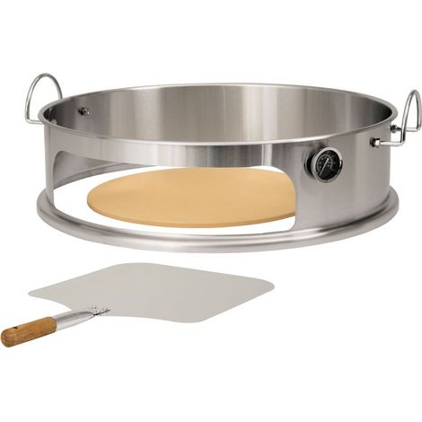Élément de pizza pour gril à boules Ø 57 cm – Acier inoxydable – Pierre à pizza en magnésium – Pelle et thermomètre inclus (1/5)