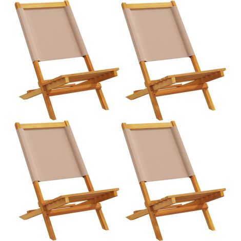 Maison Exclusive - Sedie Giardino Pieghevoli 4pz Tortora Tessuto e Legno Massello