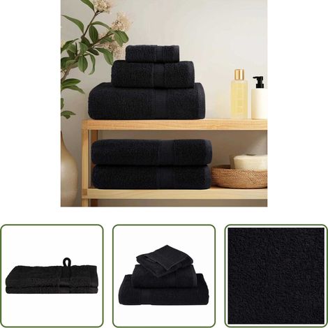 vidaXL Baumwolle - Gästetuch SOLUND 2 pcs Schwarz 15 x 21 cm 550 gsm (1/5)