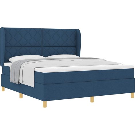 Maison Exclusive - Lit à ressorts avec coussin Bleu 200 x 180 cm tissu (1/5)