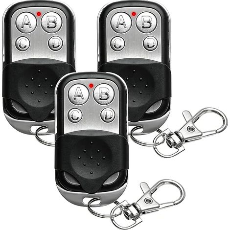 Control remoto universal para portón de 433,92 MHz, 3 unidades. Control remoto inalámbrico universal de 4 botones con llave de copia para puertas de coche y garaje con código fijo. (1/5)