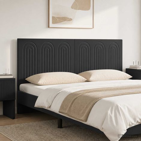 vidaXL Wall-Mounted Headboard ALKMAAR Black Engineered Wood (1/5)