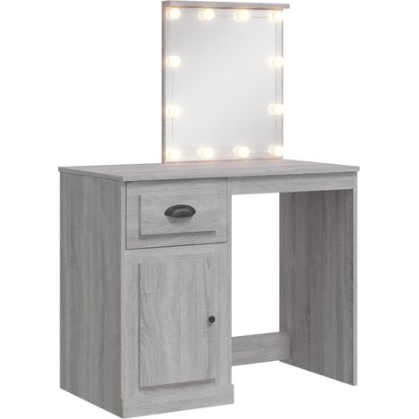 Coiffeuse avec lumières LED sonoma gris 90x42x132,5 (1/5)
