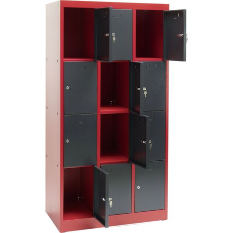 Schließfachschrank Fächerschrank Wertfachschrank 12 Fach rot/anthra 88x50x180cm