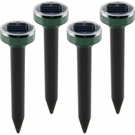 Lot de 4 répulsifs solaires anti-taupes à énergie solaire à ultrasons pour animaux de jardin, pelouse, jardin, débarrassez-vous des taupes campagnols gopher rats rongeurs (1/5)