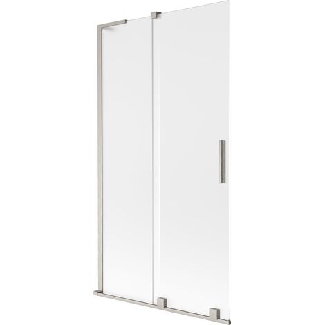 Mexen Velar L paravento per vasca da bagno 2-ante scorrevole 100 x 150 cm, smerigliato, nichel spazzolato - 896-100-003-31-97 (1/5)