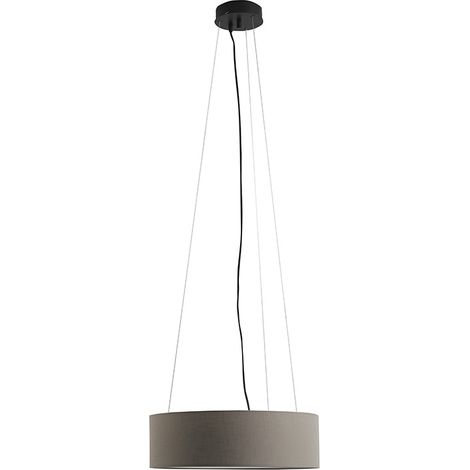 Suspension VIVIEN 48 cm avec abat-jour cylindrique en tissu taupe et raccord E27 pour intérieur - Groupe Rossini (1/5)