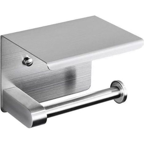 Toilet Paper Holder, Wall-Mounted Toilet Paper Holder, 304 Stainless Steel Toilet Roll Holder, Installation with Screws or 3M Self-Adhesive, Silver (1/2)