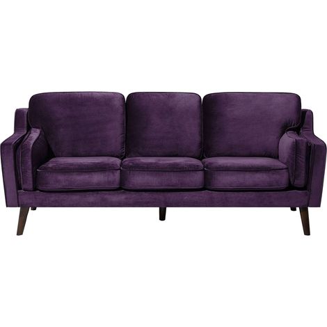 Divano a 3 posti in velluto viola Lokka (1/5)