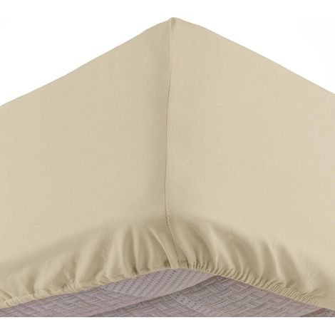 Drap Housse Uni "Linella" 140x190cm Ivoire