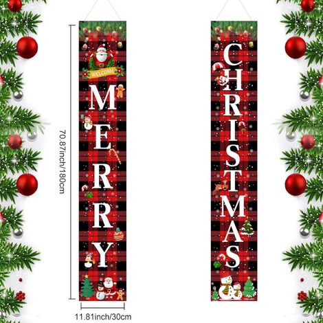 Décoration de Noël et du Nouvel An 2025 : rideau de porte à motifs de couplets de Noël, fond en tissu - 30 x 180 cm - Style 40