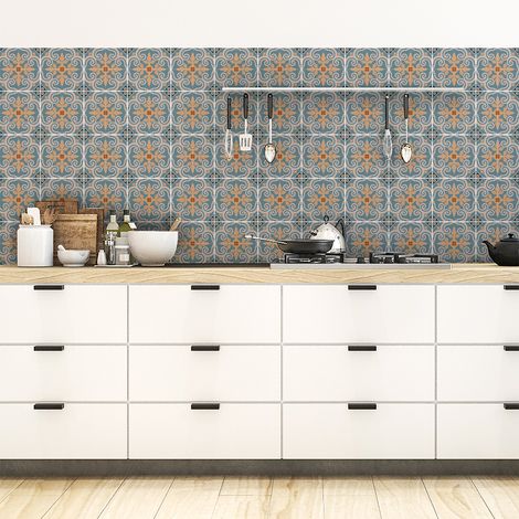 Sticker Mural Carrelage adhésif Cuisine Salle de Bain - 30 STICKERS CARRELAGES AZULEJOS CIRIACO - 30stickers10x10cm (1/5)