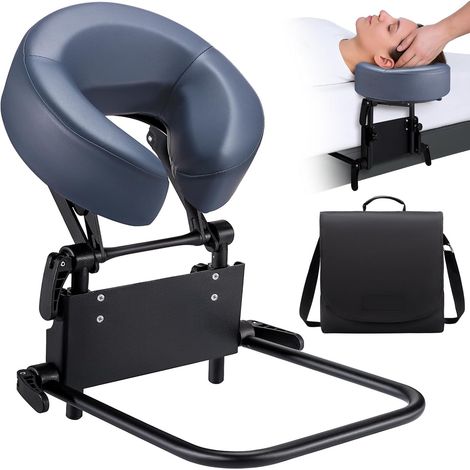 Appui-tête de massage pour le matelas de lit, berceau visage réglable universel avec oreiller en mousse mémoire ergonomique, kit de fixation de table de massage professionnelle, bleu