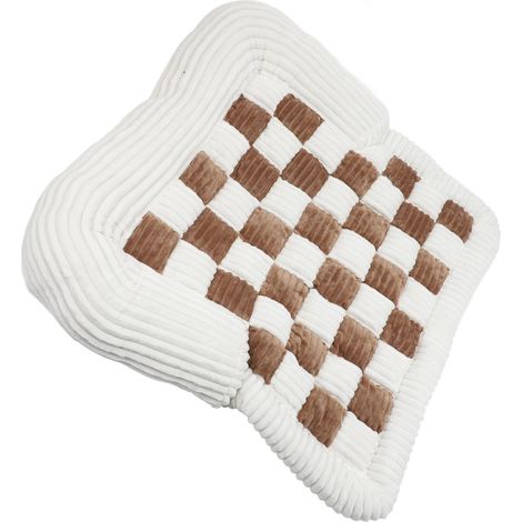 Decdeal Tapis de canapé antidérapant en peluche pour chiens, doux et confortable, carré, couverture de lit pour animaux de compagnie, pour voitures, maison, canapés, marron foncé, 90 X