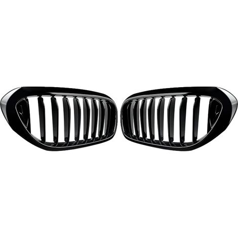 Parrilla delantera tipo riñón, fácil instalación, plástico ABS duradero, negro brillante. (1/2)