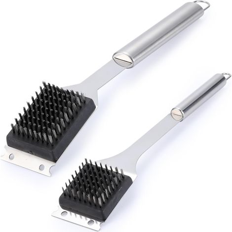 Lot de 2 brosses et grattoirs pour barbecue, brosses métalliques de 42et 36cm pour barbecue extérieur, accessoires de nettoyage en acier inoxydable304 (1/5)