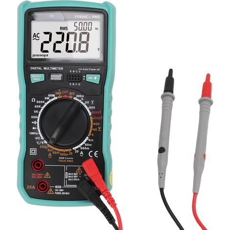 Multimètre numérique 6000 points, testeur électrique 2000 V, mesure de tension, courant, capacité, résistance, diodes et triodes (1/5)