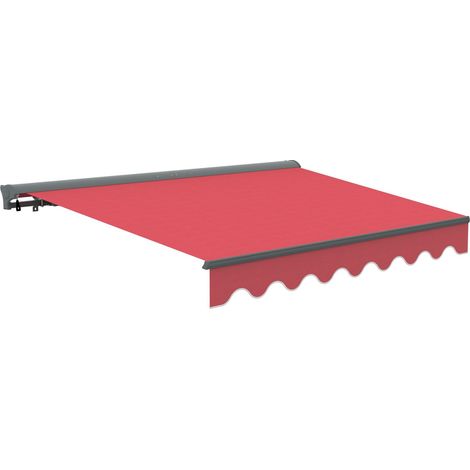 Canopée Store Banne Manuel Rouge Semi Coffre 4 x 3m – Store Rétractable pour Terrasse, Balcon & Jardin – Manivelle à Gauche – Aluminium et Polyester 280 g/m² (1/4)