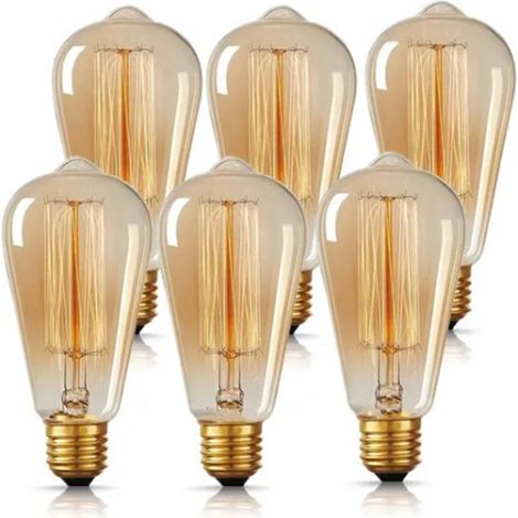 Lot de 6 ampoules ST64 vintage à filament style rétro E27 110V 40W pour la décoration intérieure