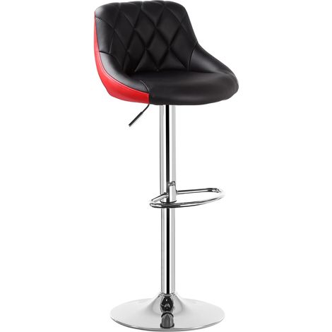 WOLTU 1 pcs bar stools Faux Leather Kitchen stools barstools Seat Adjust 60-82cm Black+red